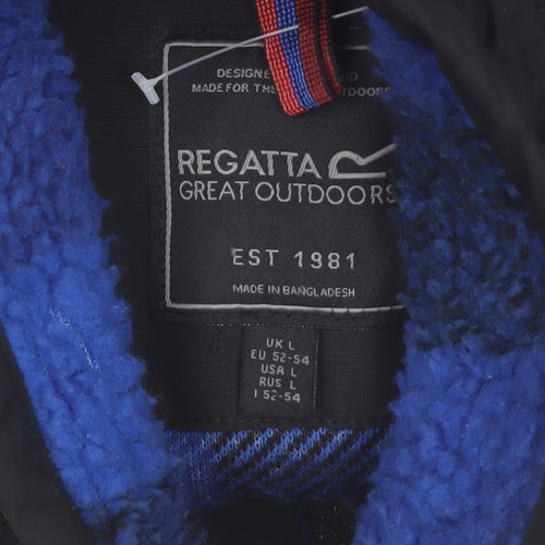 Regatta Mens Blue Check Fleece Jacket L Full Zip Outdoor Winter