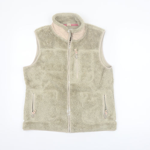 White Stuff Women's Beige Fleece Zip Waistcoat Size 12