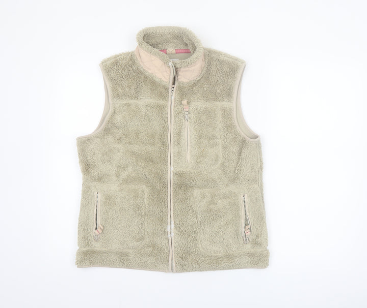White Stuff Women's Beige Fleece Zip Waistcoat Size 12