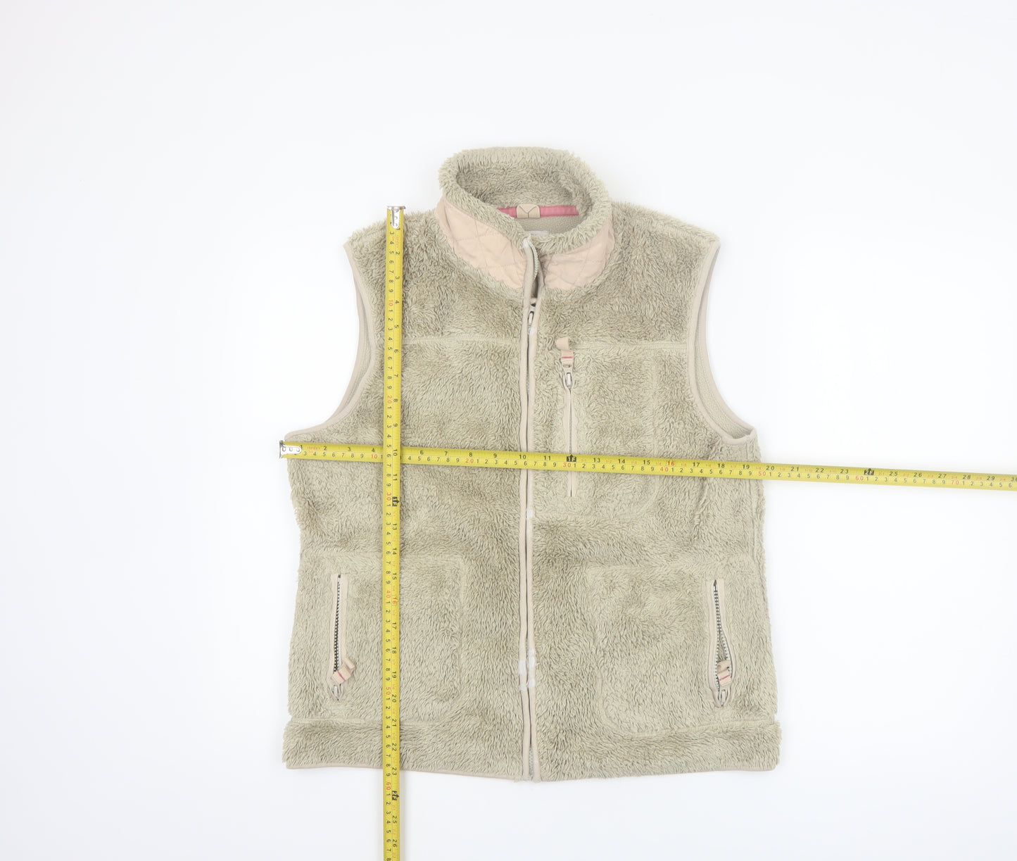 White Stuff Women's Beige Fleece Zip Waistcoat Size 12