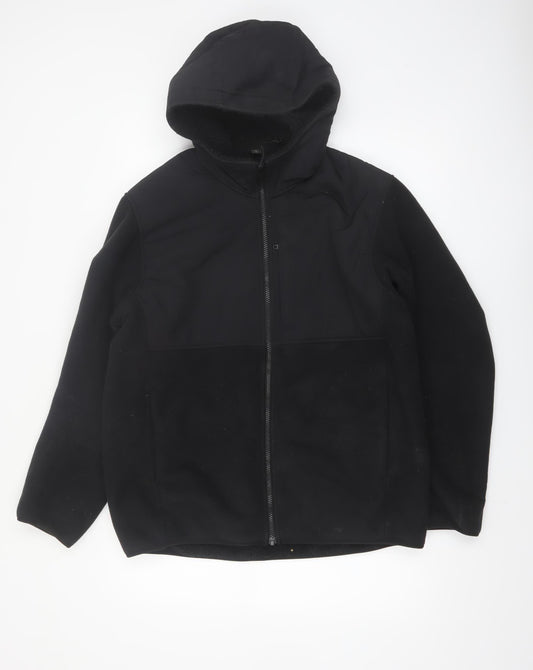 Uniqlo Men’s Black Hooded Soft Shell Fleece Lined Jacket Size M