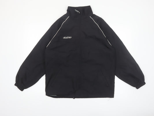 CCM Mens Black L Sports Windbreaker Jacket Polyester Hockey Style