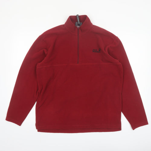 Jack Wolfskin Men's Red Fleece 1/2 Zip Pullover Sweatshirt Size S