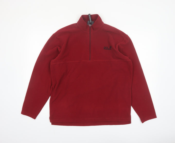 Jack Wolfskin Men's Red Fleece 1/2 Zip Pullover Sweatshirt Size S