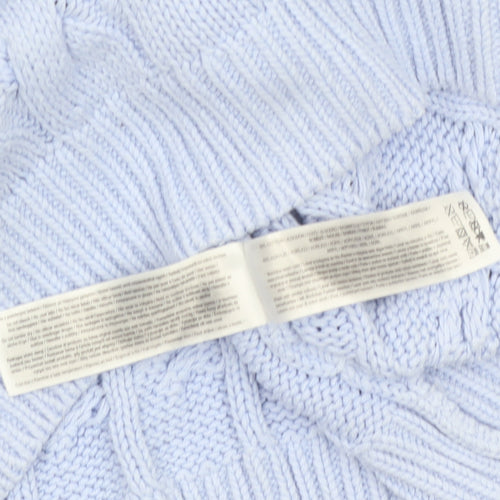 Primark Women Blue Cable-Knit Cotton Blend Pullover Jumper Size S
