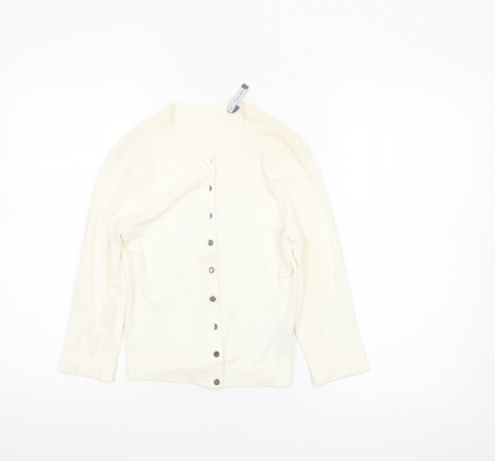 Karen Millen Women’s Ivory Long Sleeve Crew Neck Cardigan XS