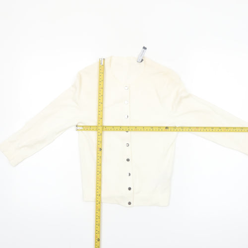 Karen Millen Women’s Ivory Long Sleeve Crew Neck Cardigan XS