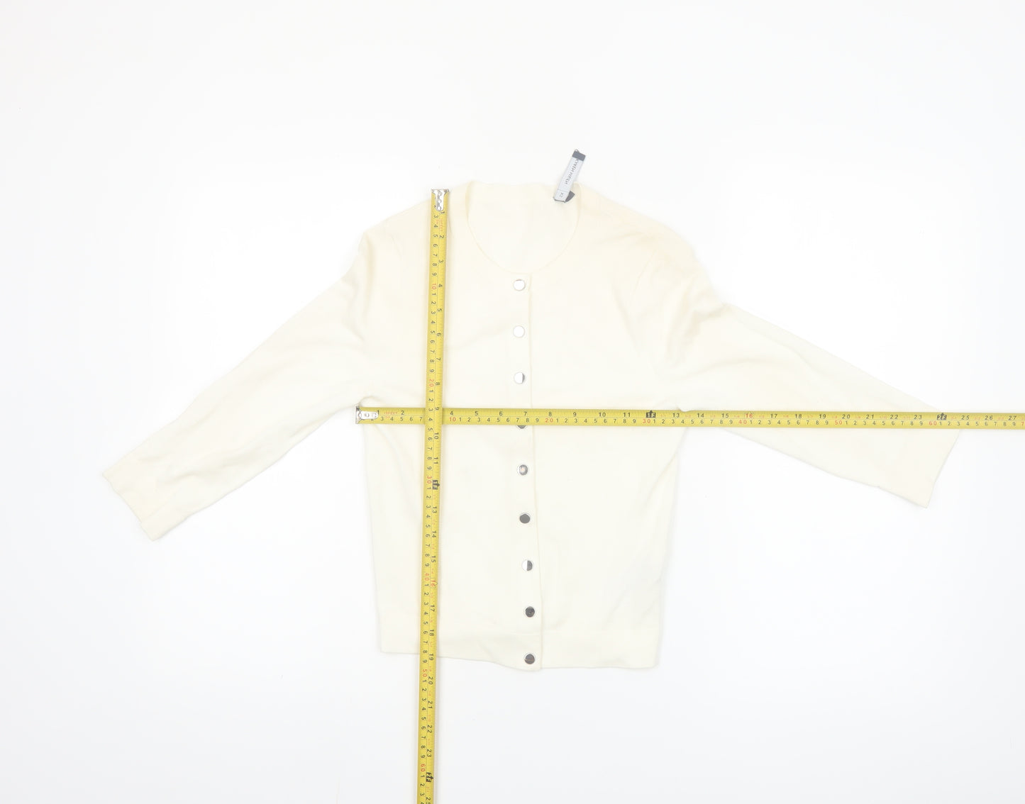 Karen Millen Women’s Ivory Long Sleeve Crew Neck Cardigan XS