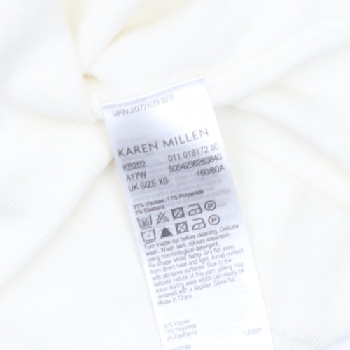 Karen Millen Women’s Ivory Long Sleeve Crew Neck Cardigan XS