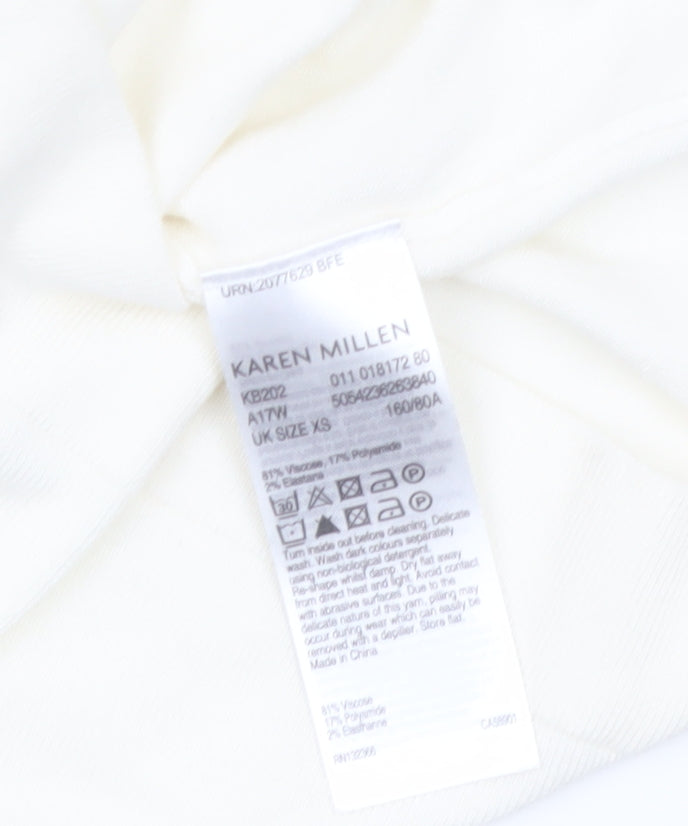 Karen Millen Women’s Ivory Long Sleeve Crew Neck Cardigan XS