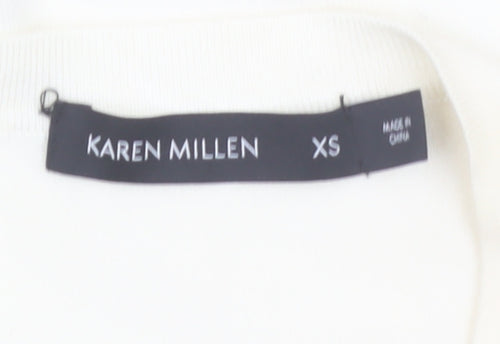 Karen Millen Women’s Ivory Long Sleeve Crew Neck Cardigan XS