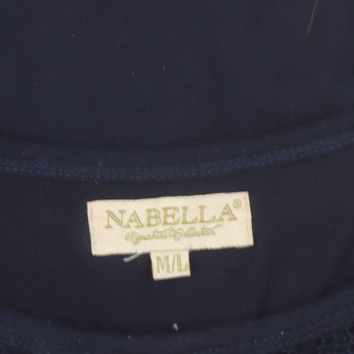 Nabella Women’s Blue Beaded Mesh 3/4 Sleeve Tunic Blouse Size M