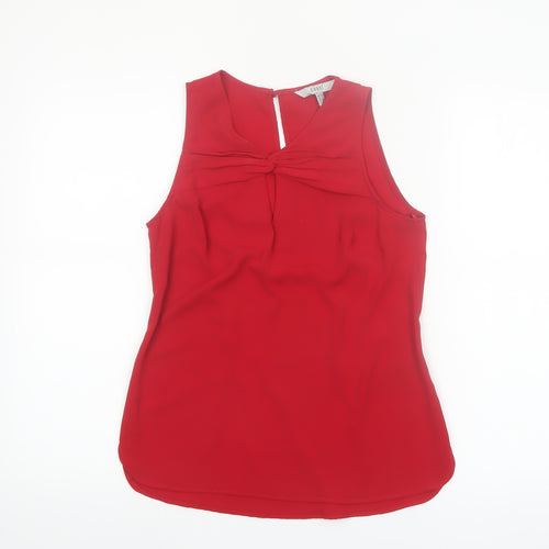 Coast Women's Red Sleeveless Blouse UK 6 Polyester Knot Front