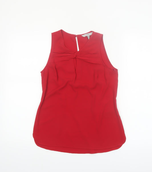 Coast Women's Red Sleeveless Blouse UK 6 Polyester Knot Front