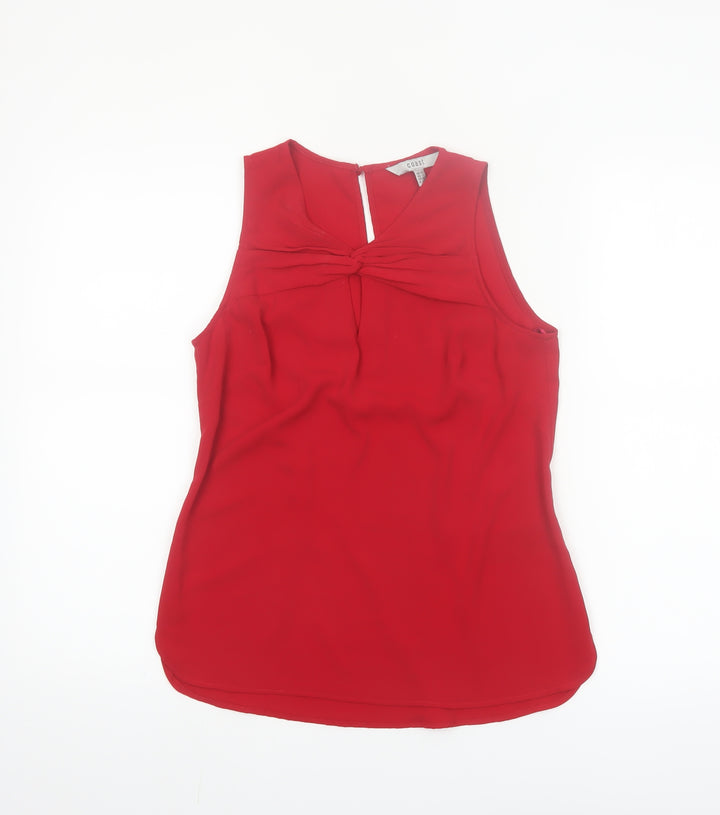 Coast Women's Red Sleeveless Blouse UK 6 Polyester Knot Front