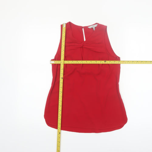 Coast Women's Red Sleeveless Blouse UK 6 Polyester Knot Front