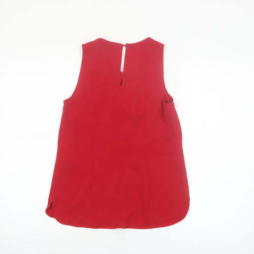 Coast Women's Red Sleeveless Blouse UK 6 Polyester Knot Front