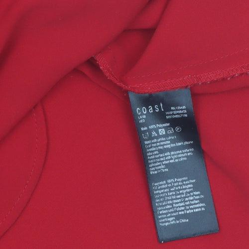 Coast Women's Red Sleeveless Blouse UK 6 Polyester Knot Front