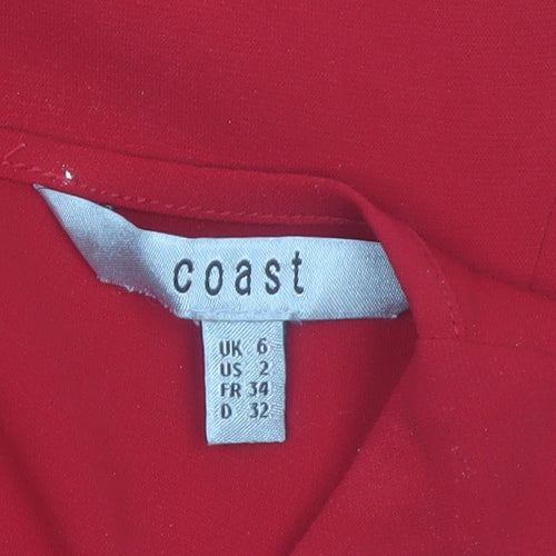 Coast Women's Red Sleeveless Blouse UK 6 Polyester Knot Front