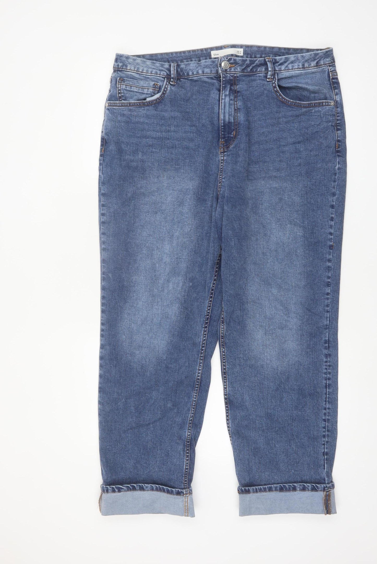 Dunnes Stores Women's Blue Mid Wash Slim Straight Jeans Size 18