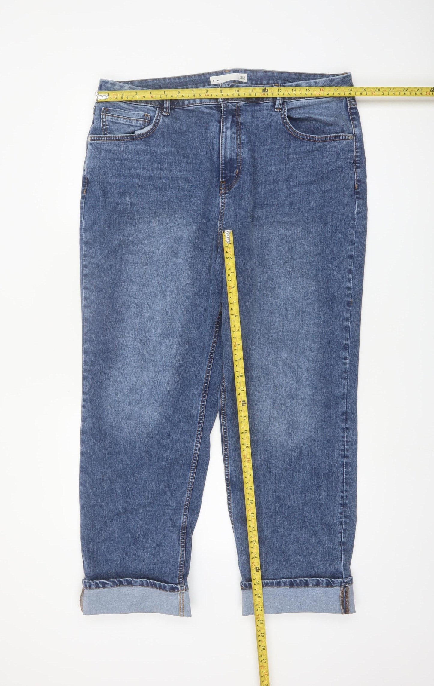 Dunnes Stores Women's Blue Mid Wash Slim Straight Jeans Size 18