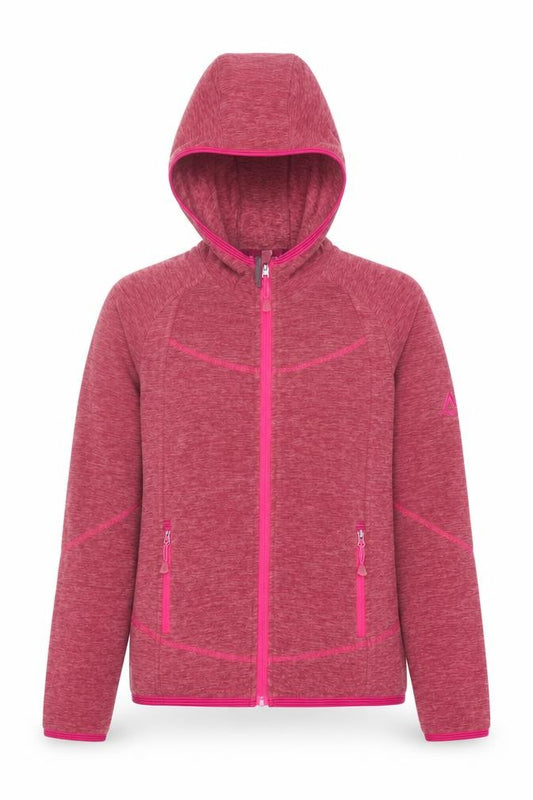 Front view of McKINLEY girls’ pink full zip fleece hoodie, size 12, years