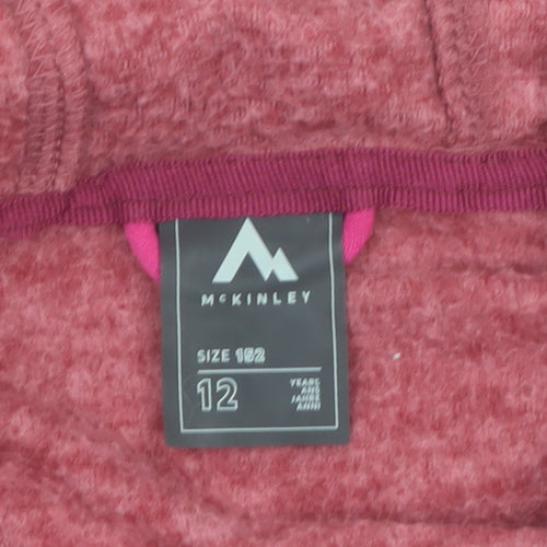McKINLEY Girls Pink Full Zip Fleece Hoodie Size 12 Years