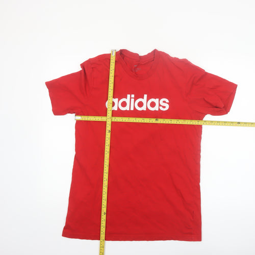 Adidas Men's Red Crew Neck Short Sleeve Cotton Sports T-Shirt L