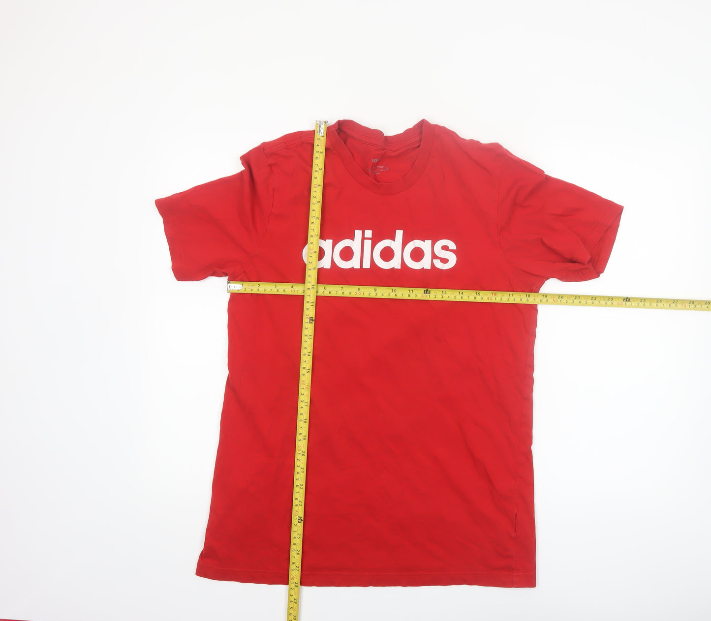 Adidas Men's Red Crew Neck Short Sleeve Cotton Sports T-Shirt L