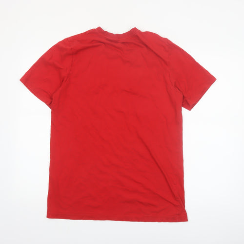 Adidas Men's Red Crew Neck Short Sleeve Cotton Sports T-Shirt L