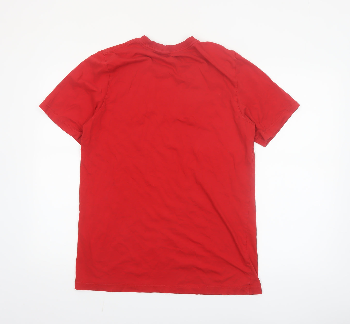 Adidas Men's Red Crew Neck Short Sleeve Cotton Sports T-Shirt L
