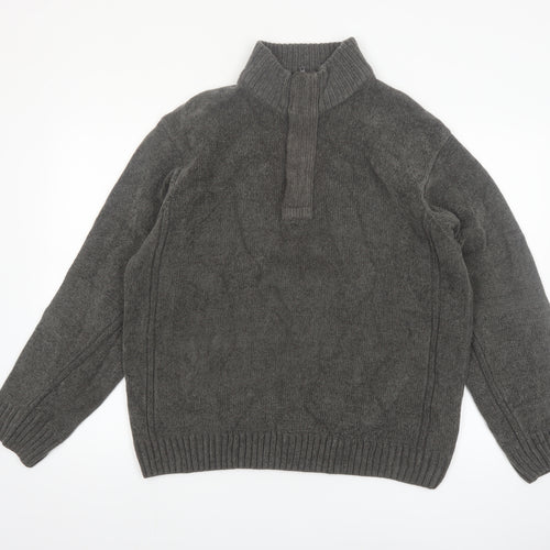 Dunnes Men’s Grey Acrylic 1/4 Zip High Neck Jumper L
