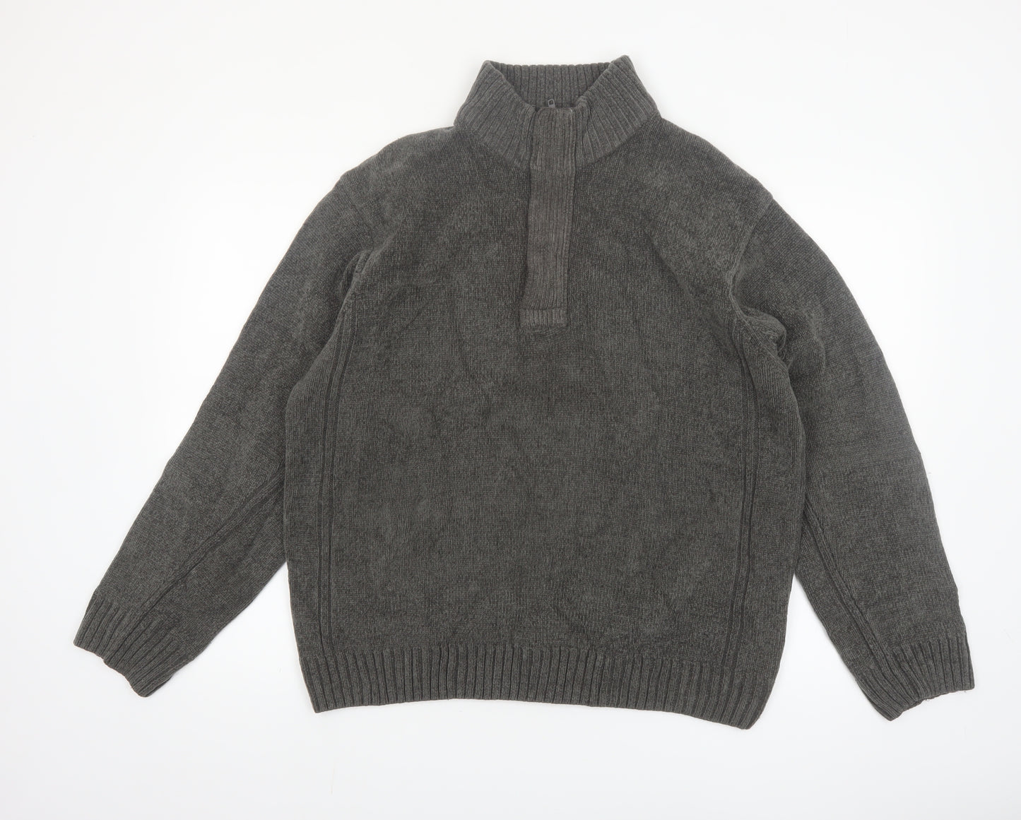 Dunnes Men’s Grey Acrylic 1/4 Zip High Neck Jumper L