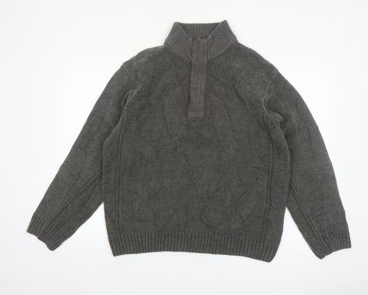 Dunnes Men’s Grey Acrylic 1/4 Zip High Neck Jumper L