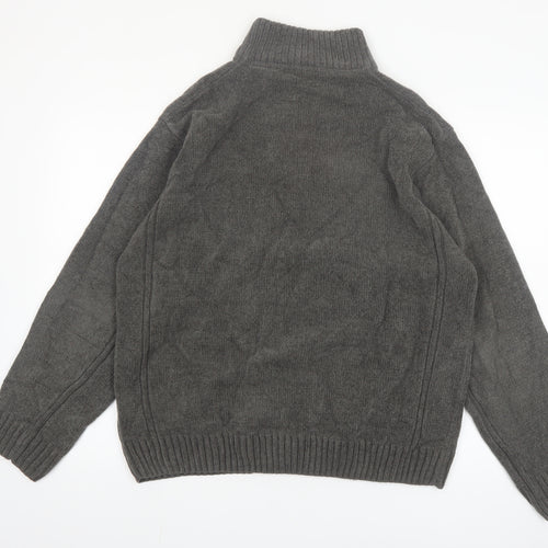 Dunnes Men’s Grey Acrylic 1/4 Zip High Neck Jumper L