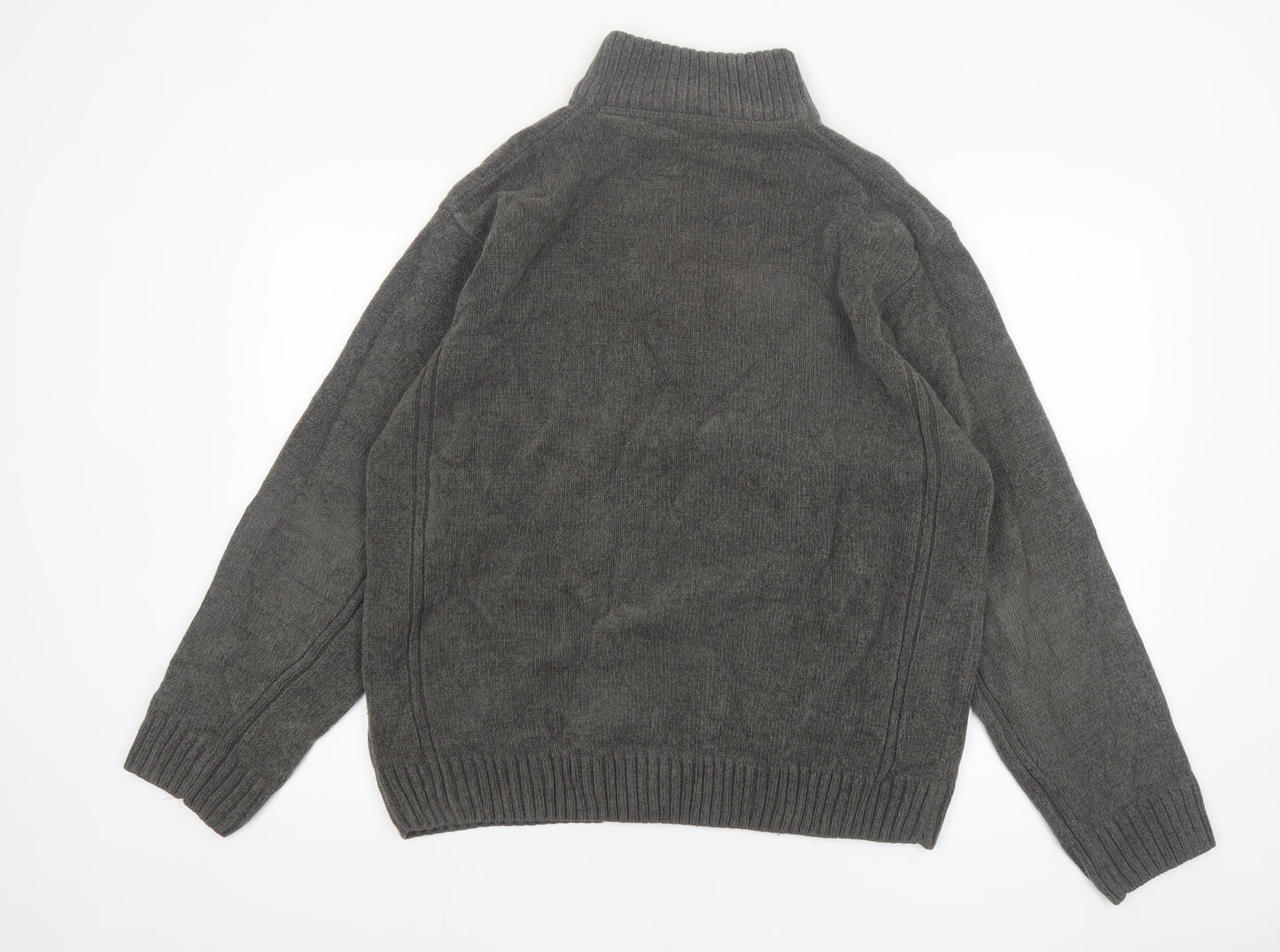 Dunnes Men’s Grey Acrylic 1/4 Zip High Neck Jumper L