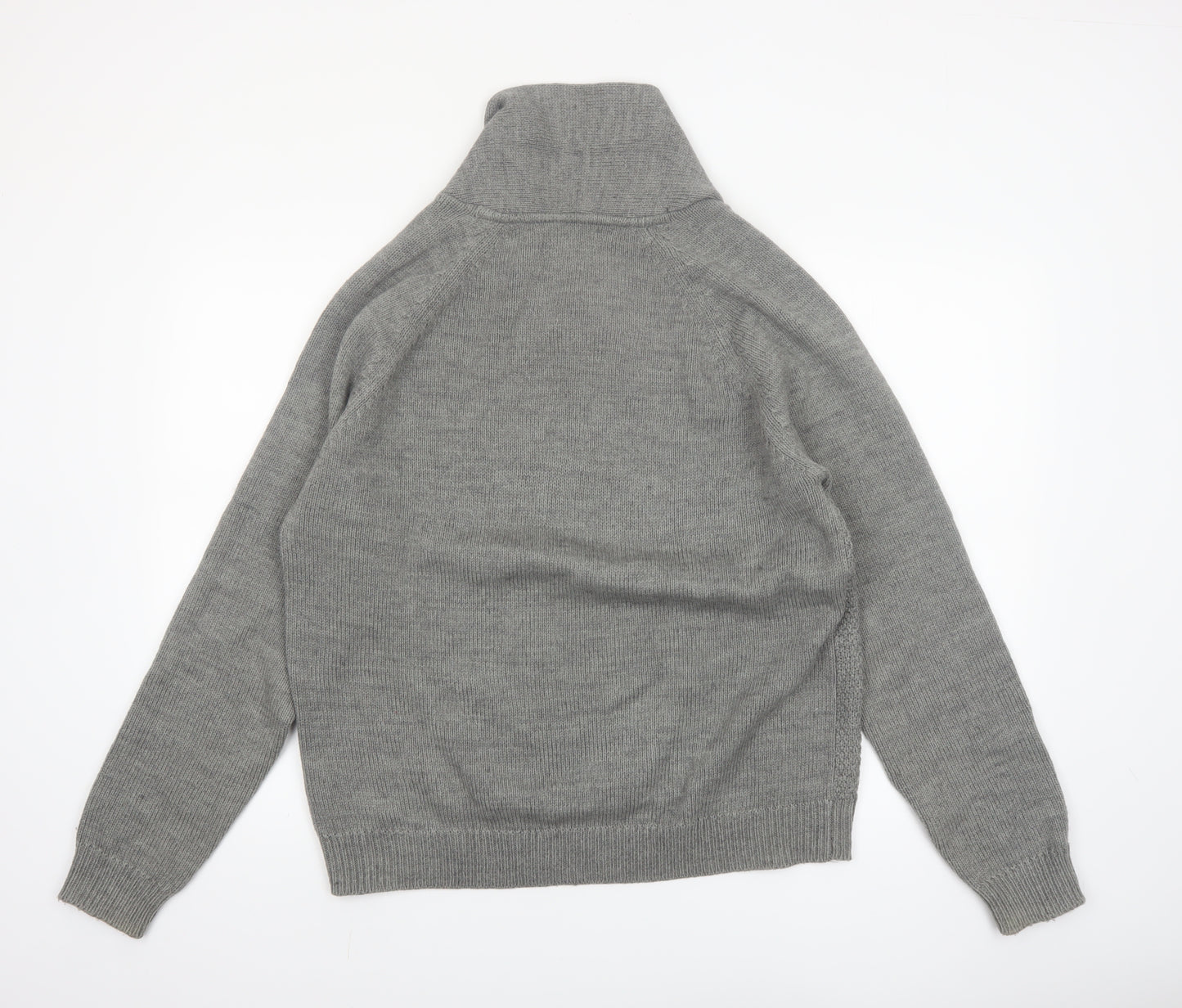 Threadbare Men's Grey Cable-Knit Shawl Collar Pullover Jumper Size L