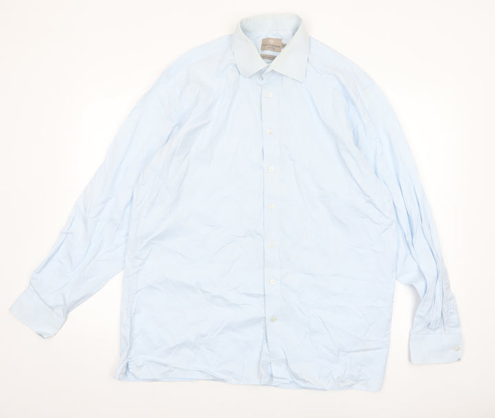 Paul Costelloe Men’s Blue 16.5in Cotton Long Sleeve Button-Up Shirt