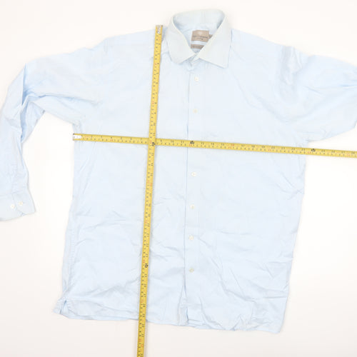 Paul Costelloe Men’s Blue 16.5in Cotton Long Sleeve Button-Up Shirt