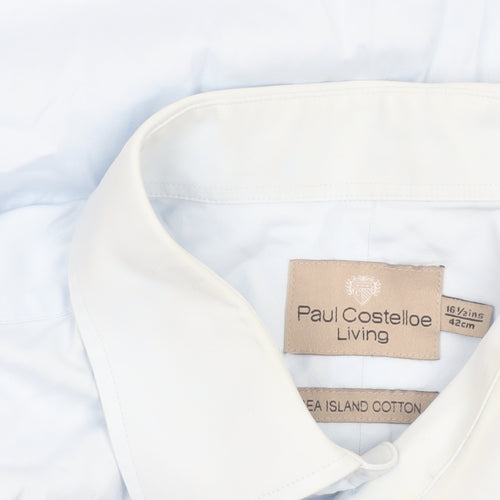 Paul Costelloe Men’s Blue 16.5in Cotton Long Sleeve Button-Up Shirt