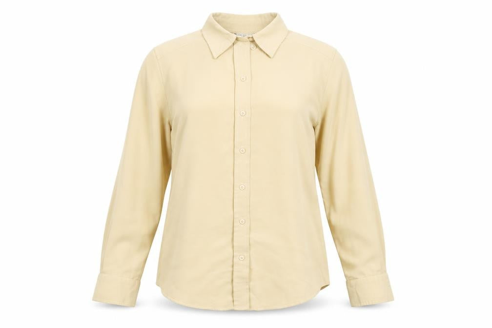 Liza Lovell Women Beige Button-Up Long Sleeve Polyester Shirt Size 10