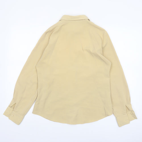 Liza Lovell Women Beige Button-Up Long Sleeve Polyester Shirt Size 10