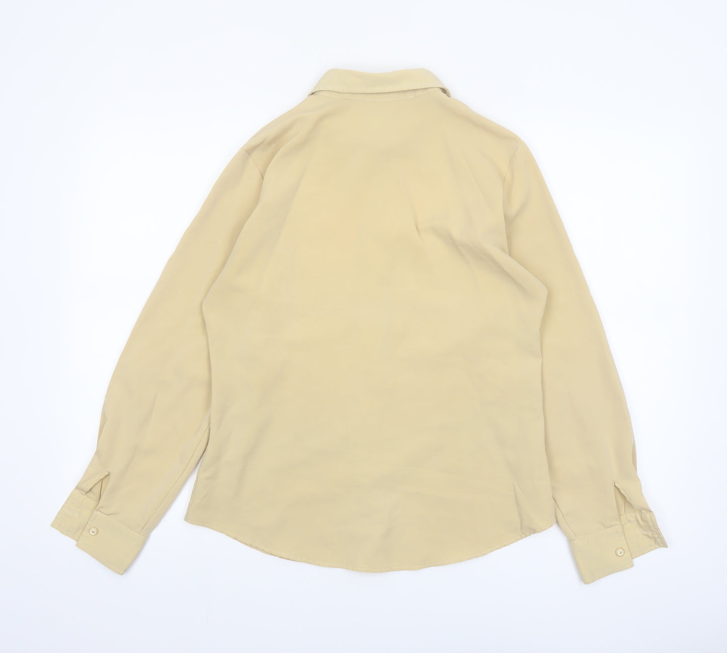 Liza Lovell Women Beige Button-Up Long Sleeve Polyester Shirt Size 10