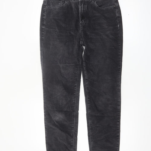 Massimo Dutti Women's Black Slim Chino Corduroy Trousers UK 8