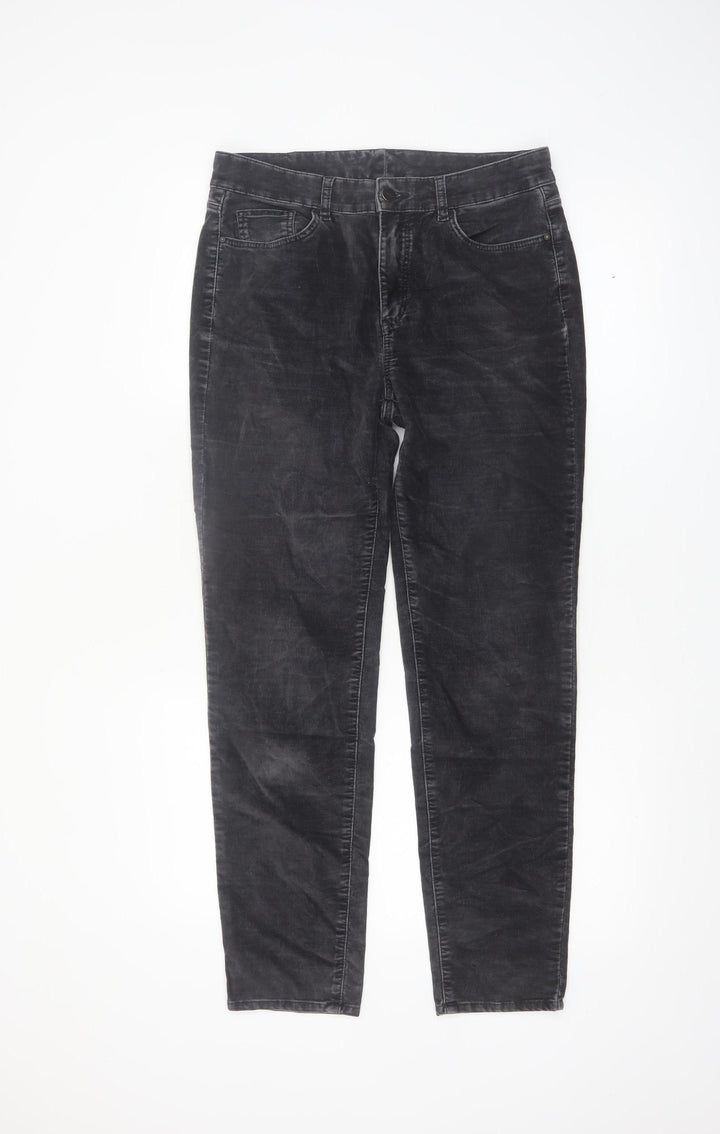 Massimo Dutti Women's Black Slim Chino Corduroy Trousers UK 8