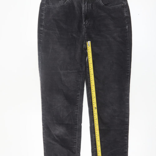 Massimo Dutti Women's Black Slim Chino Corduroy Trousers UK 8