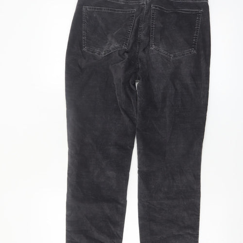 Massimo Dutti Women's Black Slim Chino Corduroy Trousers UK 8