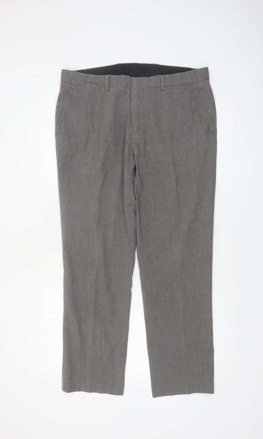 Mark Law Men's Grey 36R Dress Pants Trousers Regular Fit
