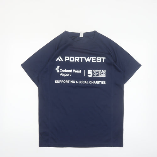Roly Portwest Men's Navy Polyester Short Sleeve Active T-Shirt M
