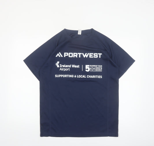 Roly Portwest Men's Navy Polyester Short Sleeve Active T-Shirt M